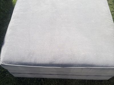 Versatile Gray Fabric Ottoman - Multi-functional Square Footrest or Extra Seating