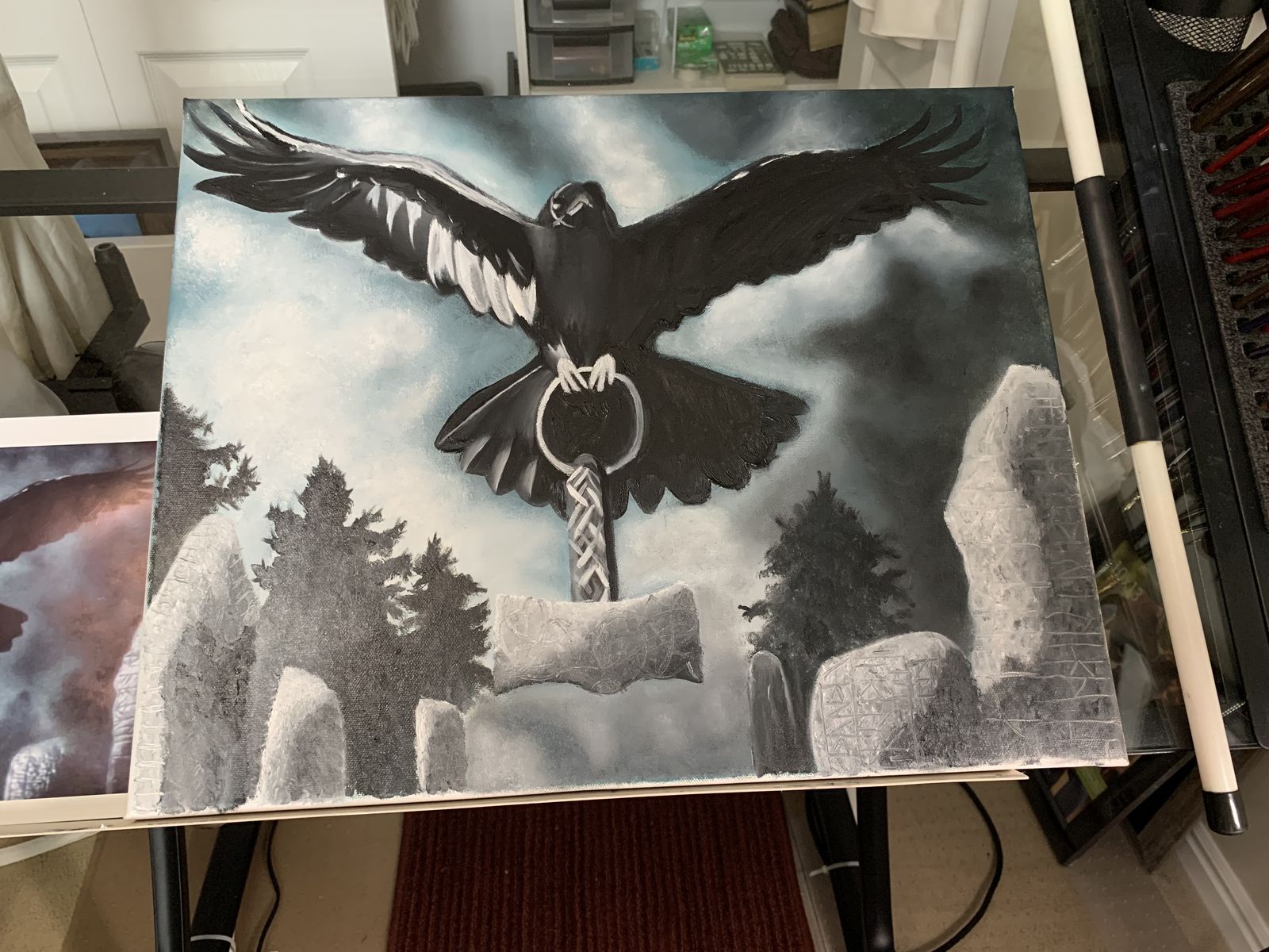 Raven Viking Oil Painting