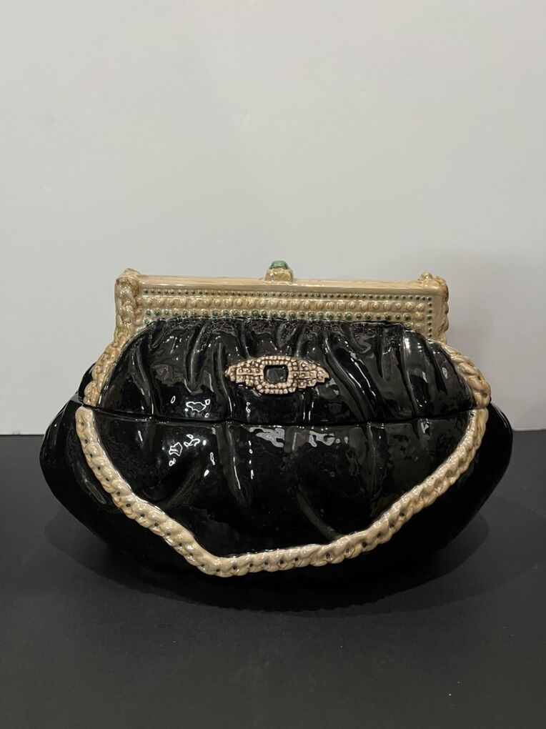 Vintage ceramic handbag cookie jar.