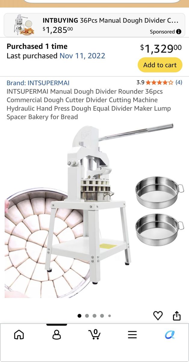 INTSUPERMAI 36A Manual Dough Divider Rounder 36pcs Commercial Hydraulic Hand Press Dough Cutter