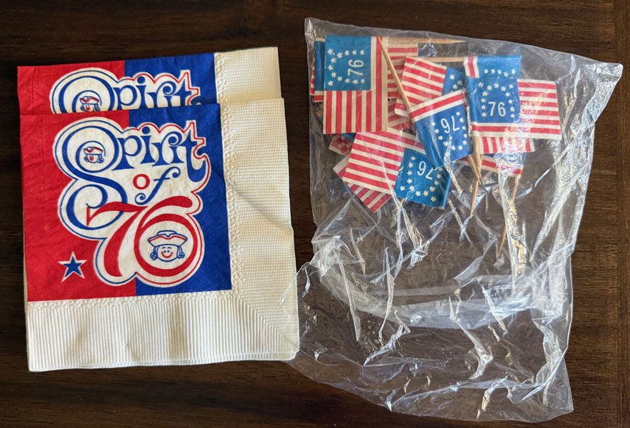 Vintage Bicentennial 1976 Napkins and Toothpick Flags