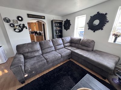 Cute & Comfortable Grey Microfiber Sectional