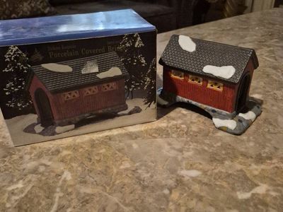 Dickens Keepsake Porcelain Covered Bridge Christmas Village Decoration