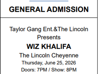 Wiz Khalifa Cheyenne June 25 Ticket