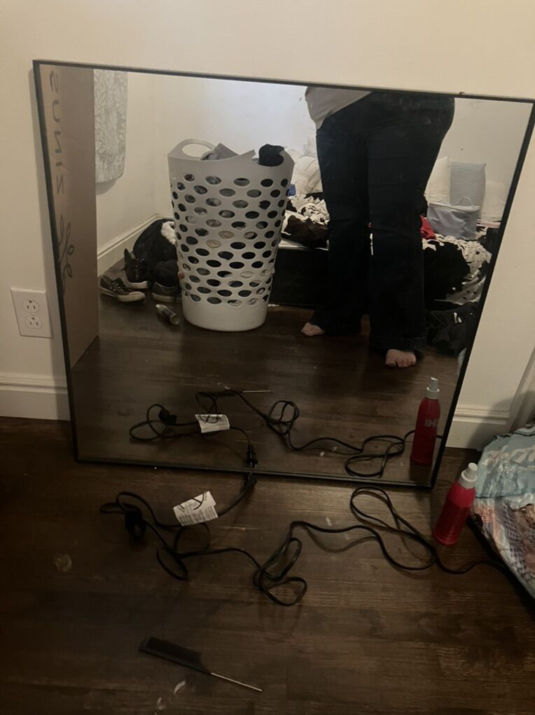 Framed Mirrior With Hooks