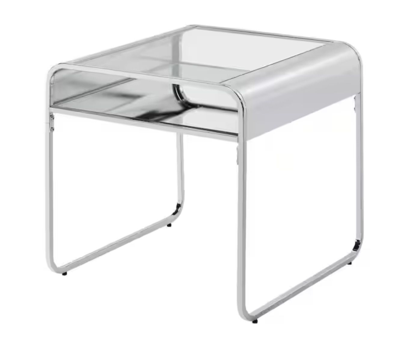 Furniture of America Mindry 24 in. Chrome Square Glass Top End Table unassembled
