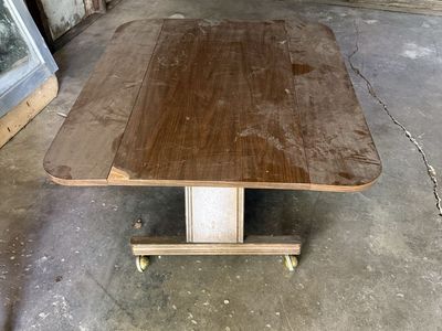 Vintage Mid-Century Modern Drop Leaf Table on Casters - Expandable Wood Table