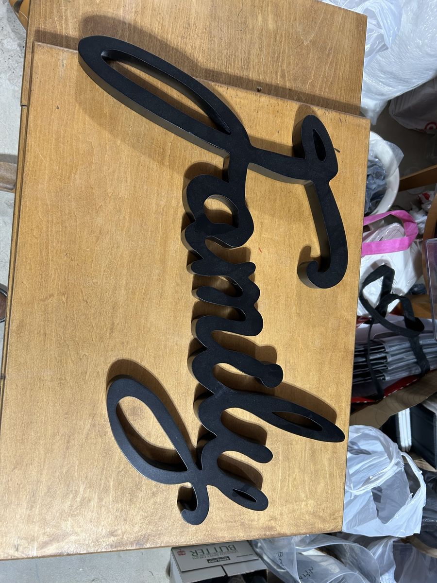 Family wood cursive black sign wall hanging