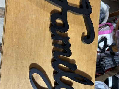 Family wood cursive black sign wall hanging