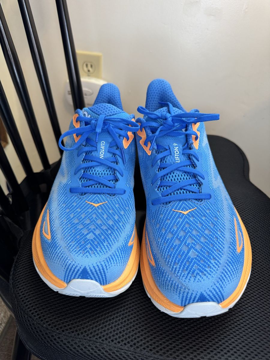 Hoka Clifton 9 Men's Running Shoes - Blue/Orange, US Size 12