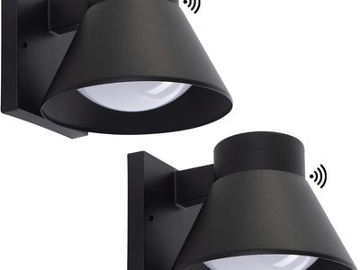 2 Pack LED Dusk to Dawn Exterior Waterproof Wall Fixtures, Black