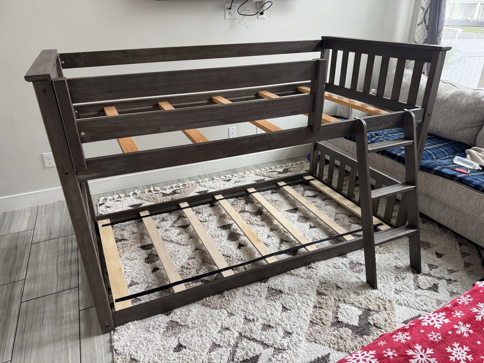 Low Bunk Bed, Twin-Over-Twin Bed Frame For Kids