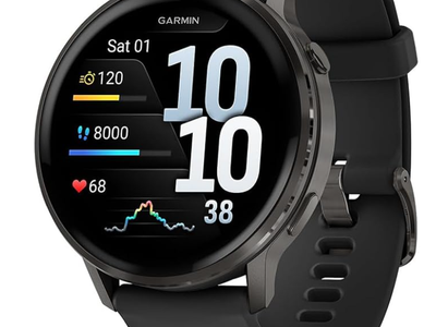 Garmin Venu 4 45mm Health and Fitness GPS Smartwatch, AMOLED, Slate with Black Silicone Band