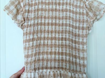 Gingham Mini Dress with Pom Poms