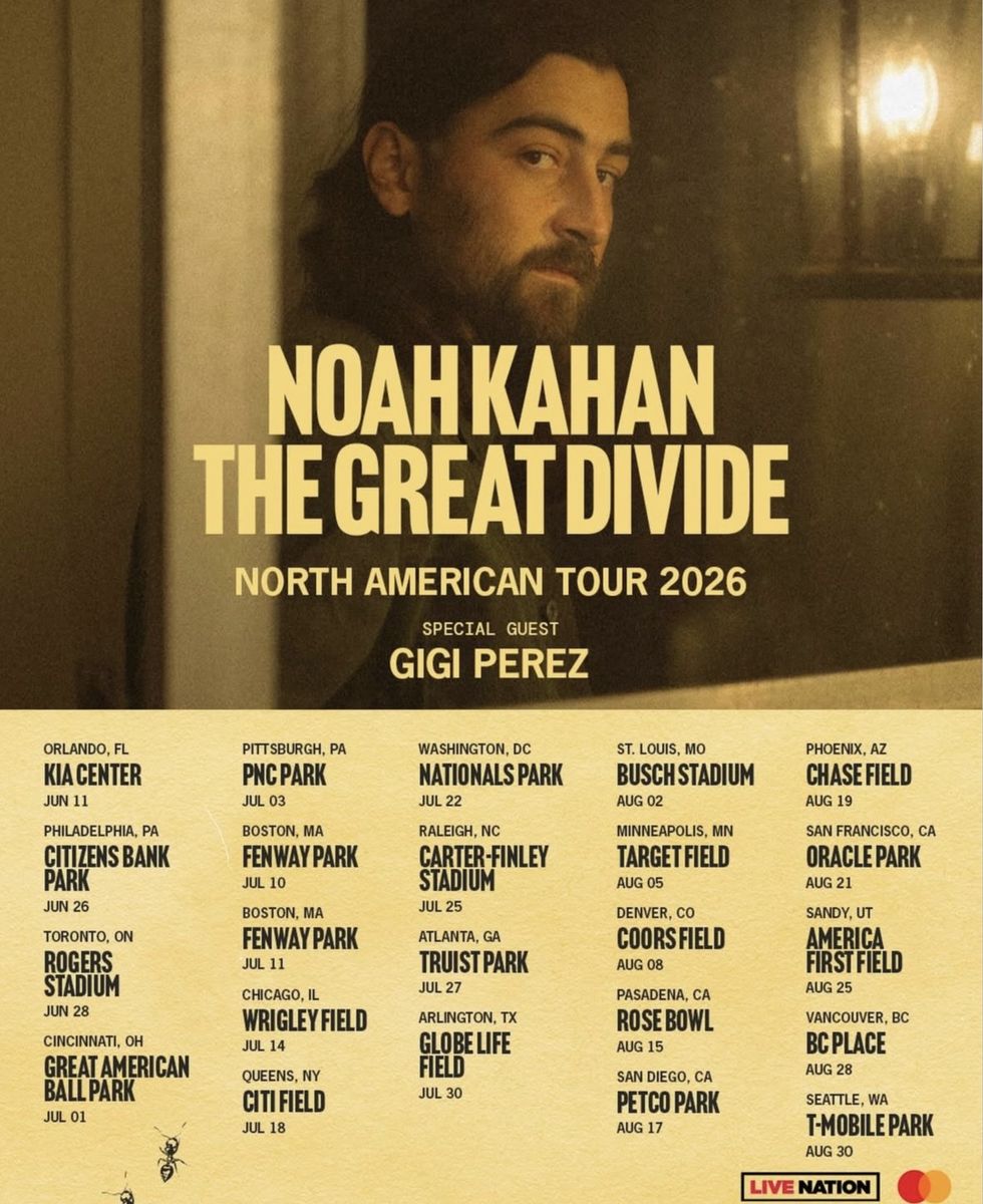 Noah Kahan: The Great Divide Tour 2026 - 2 Floor Tickets, Sec G, Row 4, America First Field Aug 25