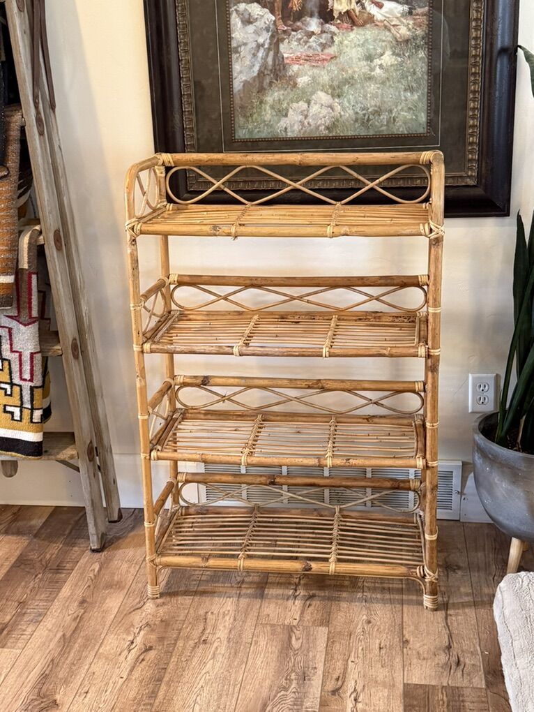 Vintage BOHO Rattan Shelf