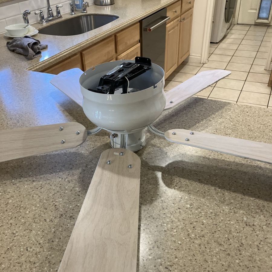 42" White Flush Mount Ceiling Fan with Multi-Speed, Multi-Brightness Light, Tan or White Blades