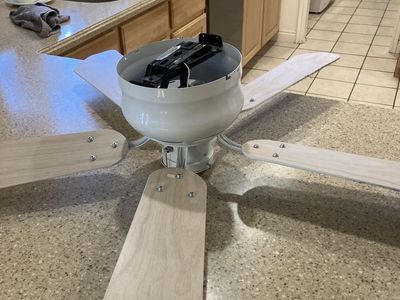 42" White Flush Mount Ceiling Fan with Multi-Speed, Multi-Brightness Light, Tan or White Blades