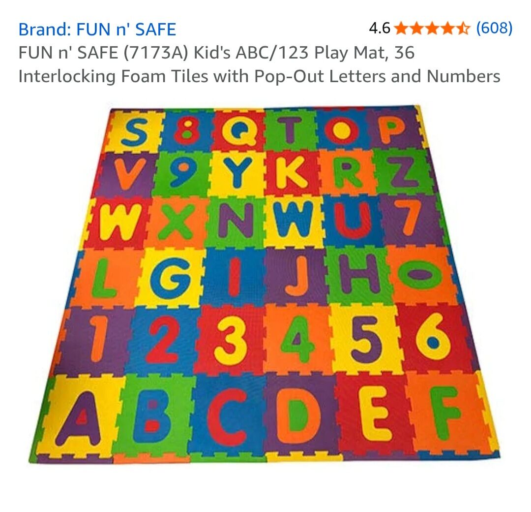 NEW Fun-n Safe Kid's Alphabet and Number Play Mat