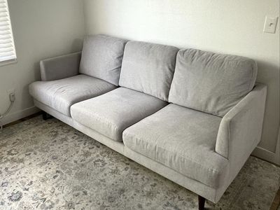Light Gray Fabric Three-Seater Couch - Excellent Condition, Modern Design
