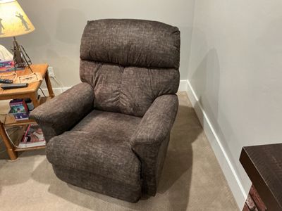 Brown Fabric Plush Rocking Recliner Armchair
