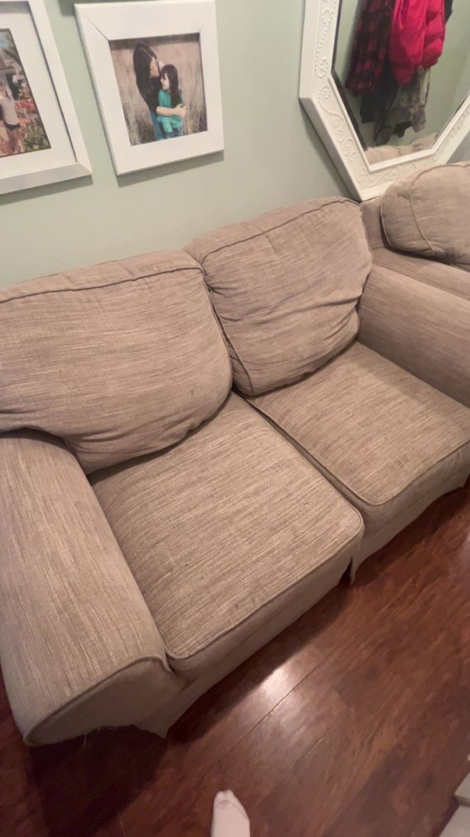 Beige Upholstered Sectional Sofa