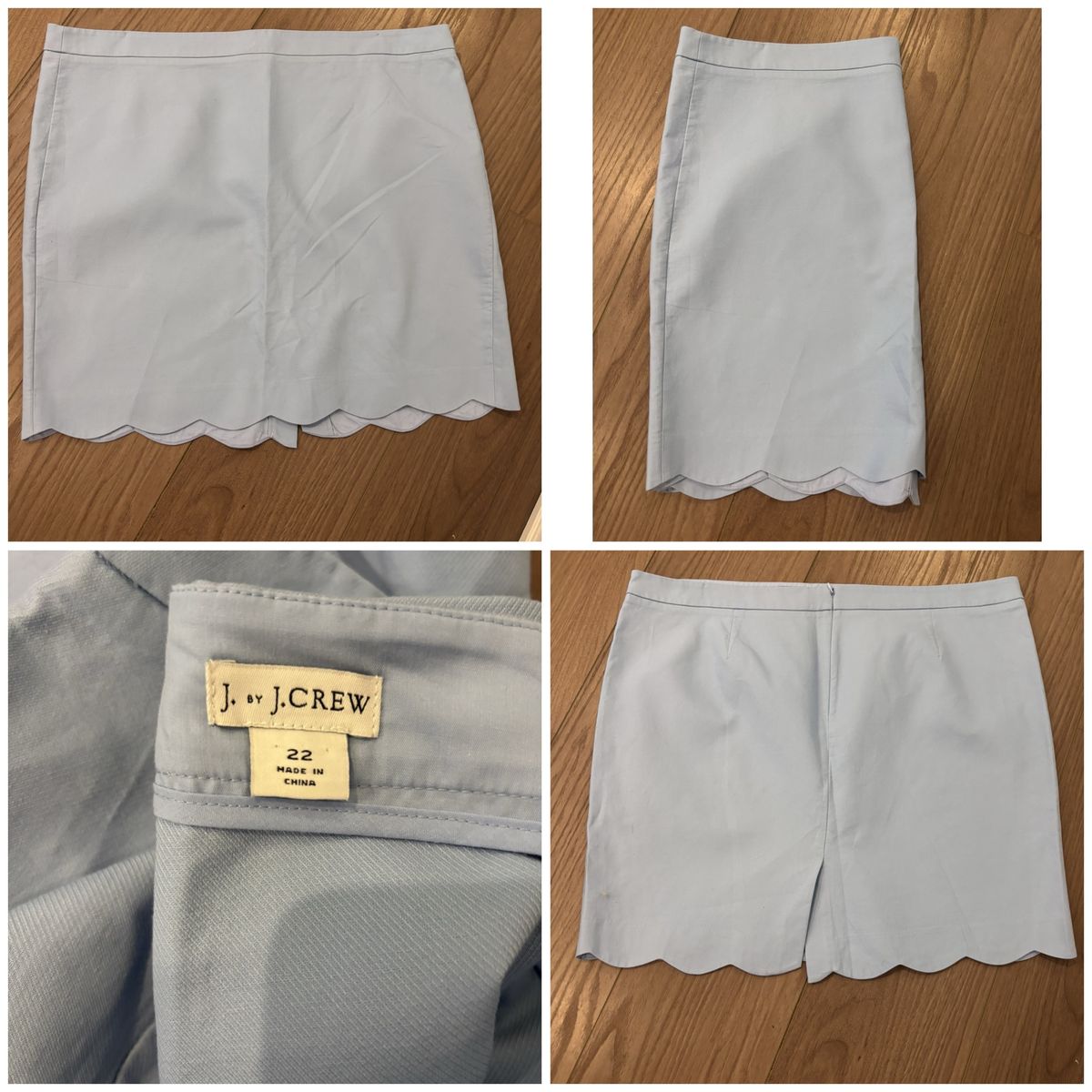 light blue J Crew skirt w/ scalloped hem size 22
