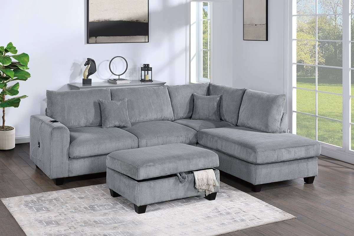NEW SECTIONAL with STORAGE OTTOMAN & PILLOWS - NEW IN BOX