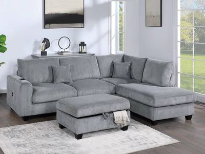 NEW SECTIONAL with STORAGE OTTOMAN & PILLOWS - NEW IN BOX