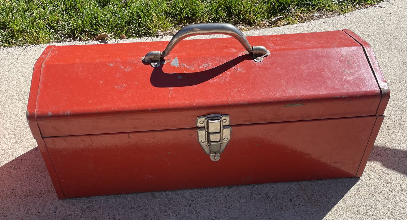Vintage Red Metal Toolbox