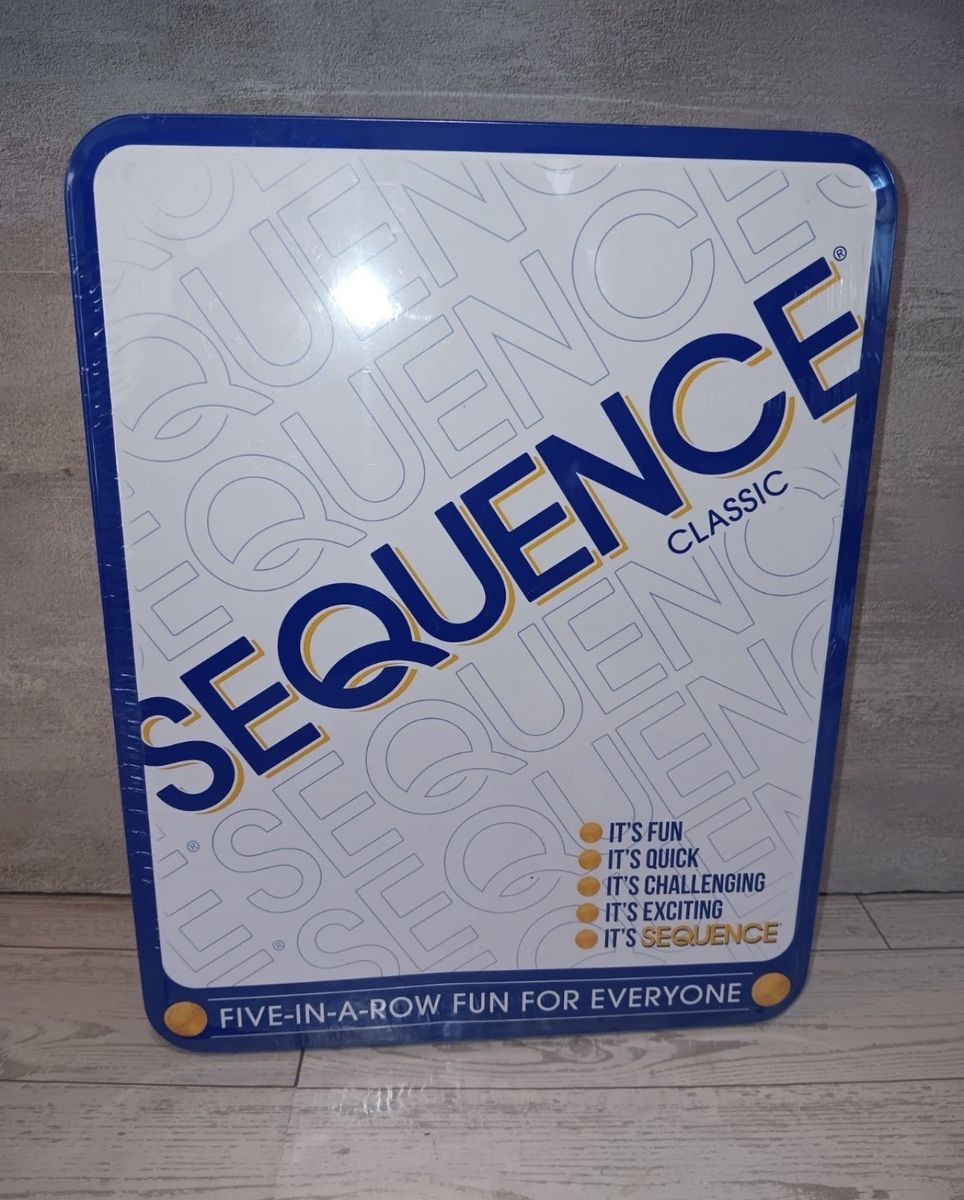 NEW SEALED SEQUENCE Classic Board Game Five-In-A-Row Fun For Everyone METAL TIN