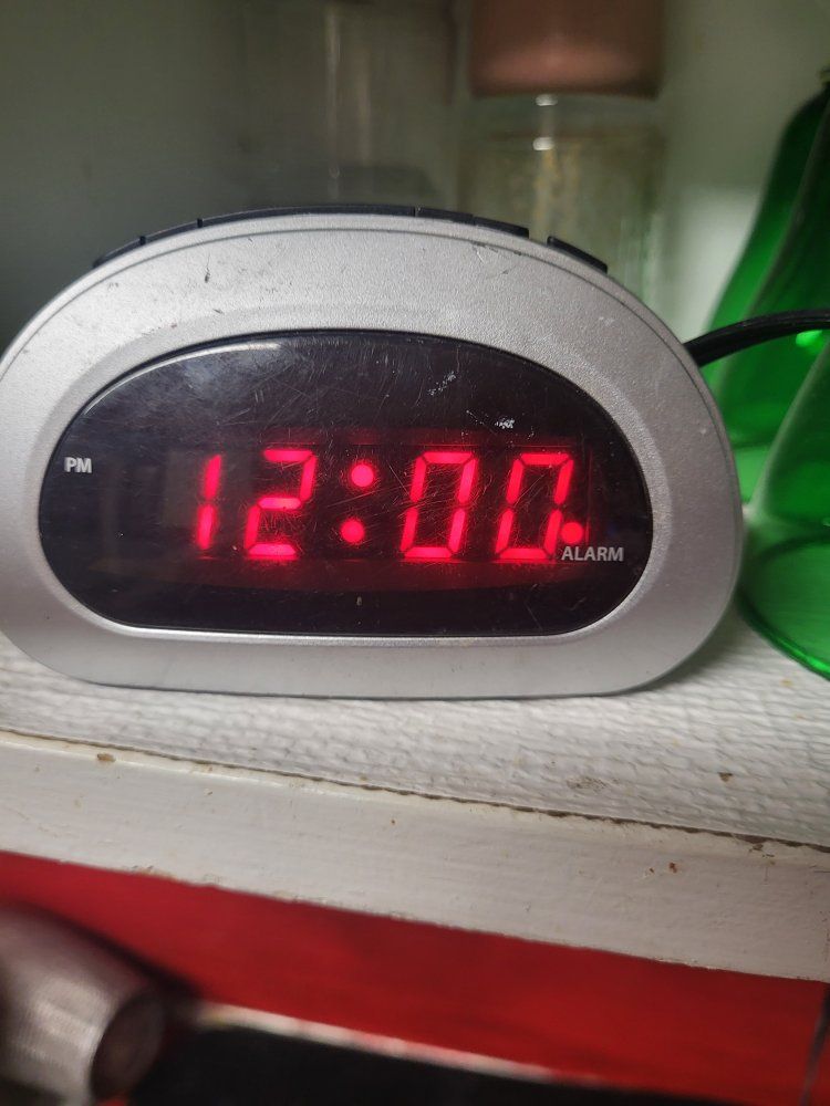 Digital Alarm Clock with Red LED Display - Time & Alarm Functionality, Compact Size
