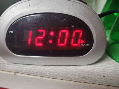 Digital Alarm Clock with Red LED Display - Time & Alarm Functionality, Compact Size