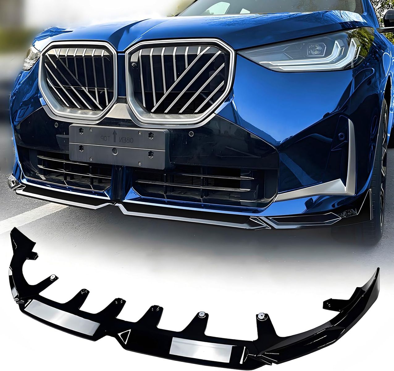 2025-2026 BMW X3 G45 (M Sport Only)- 4 PC Front Lip Splitter Spoiler Kit, Drill Mount, Gloss Black