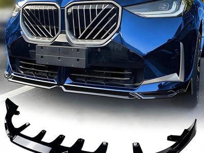 2025-2026 BMW X3 G45 (M Sport Only)- 4 PC Front Lip Splitter Spoiler Kit, Drill Mount, Gloss Black