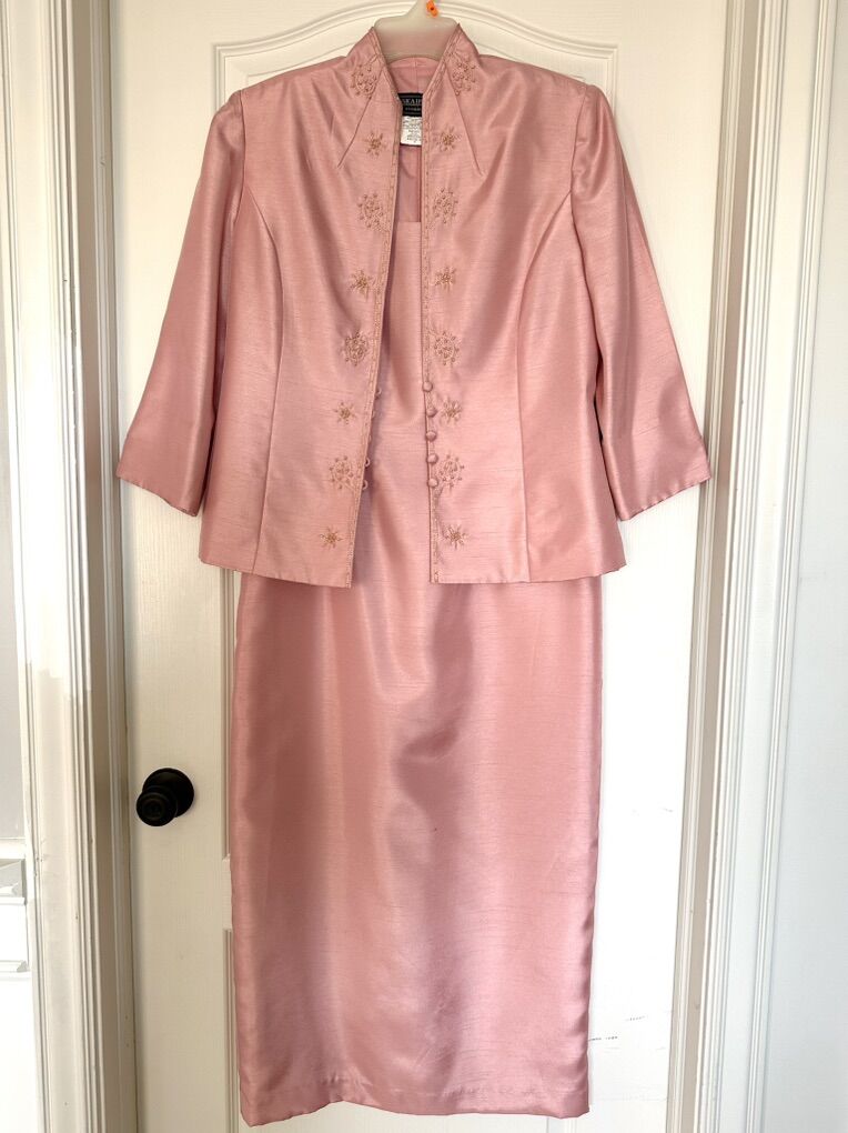 Elegant Light Pink Two-piece Dress & Jacket