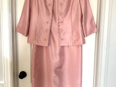 Elegant Light Pink Two-piece Dress & Jacket