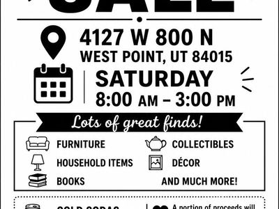 Estate Sale - Furniture, Collectibles, Household Items, Decor & More! West Point, UT - Sat 8 AM - 3 PM