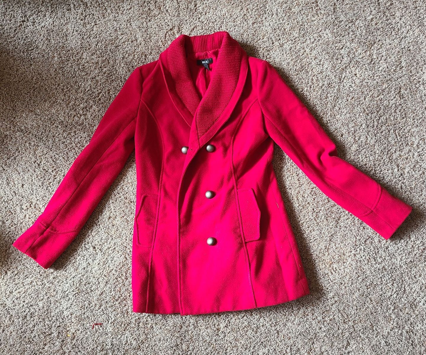 Red BCX women's pea coat, size M