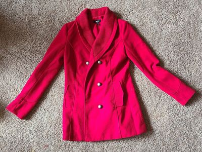 Red BCX women's pea coat, size M