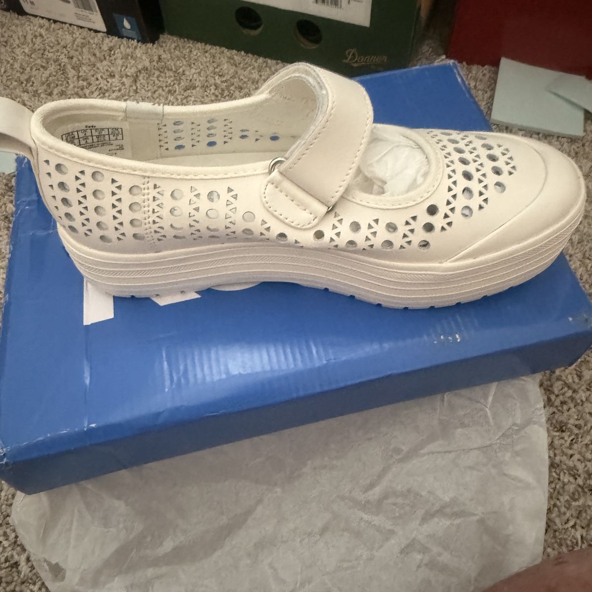 Keds Women's Cream Perforated Mary Jane Platform Shoes - Size 6.5M