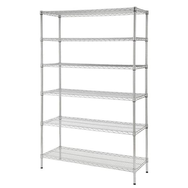 6-Tier Commercial Grade Heavy Duty Steel Wire Shelving Unit in Chrome (48 in. W x 72 in. H x 18 in. D)