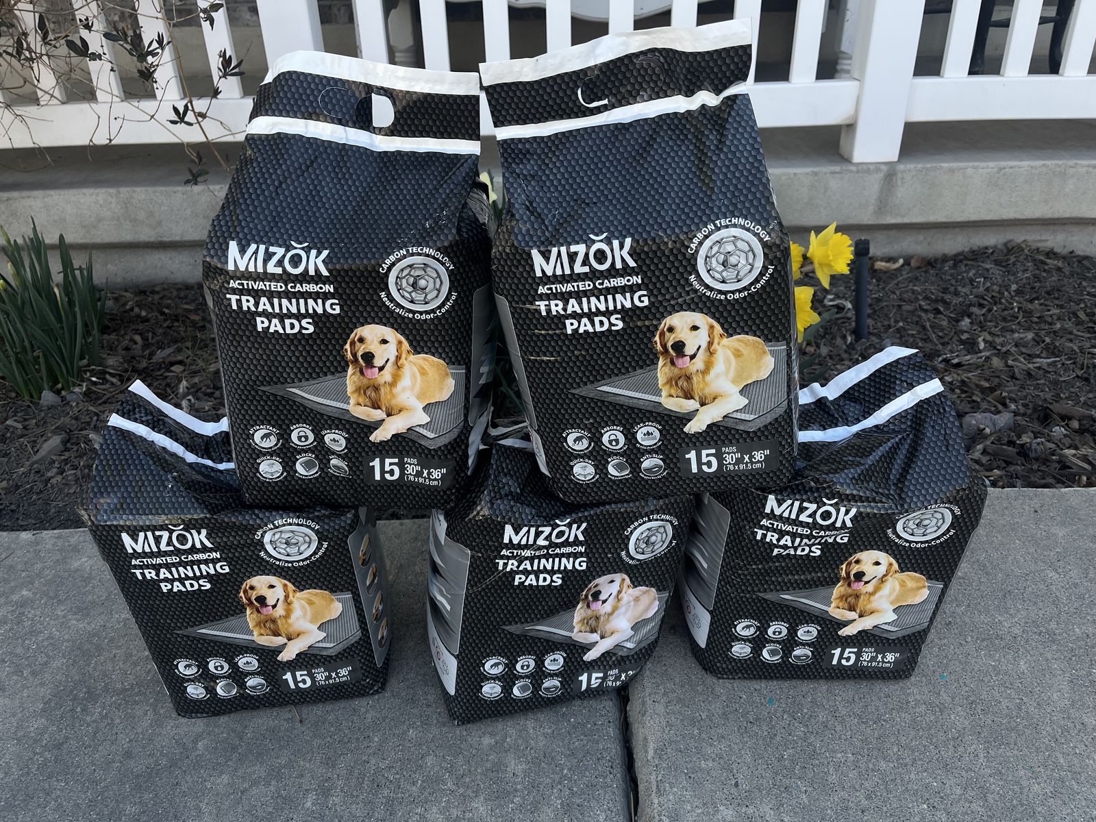 MIZOK brand Extra Large (30x36in) Potty/Training Pads - 5 Packages/75 total