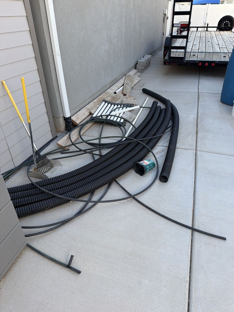 Assorted Corrugated Drain Pipe, Tubing, and Yard Material Lot