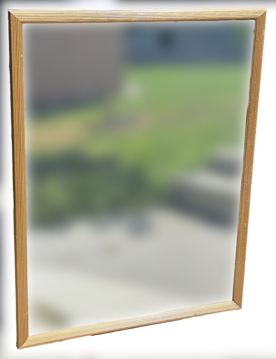 Vintage Gold Framed Rectangular Wall Mirror with Fluted Detailing
