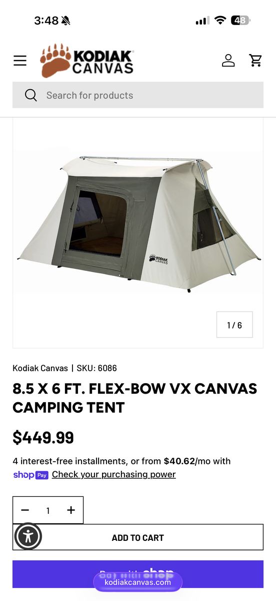 Kodiak Canvas 8.5 X 6 Feet Camping Tent