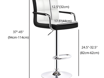 6 NEW Bar Stools with Nappa-Texture Faux Leather and Adjustable Chrome Base - White/Black. Still in box.
