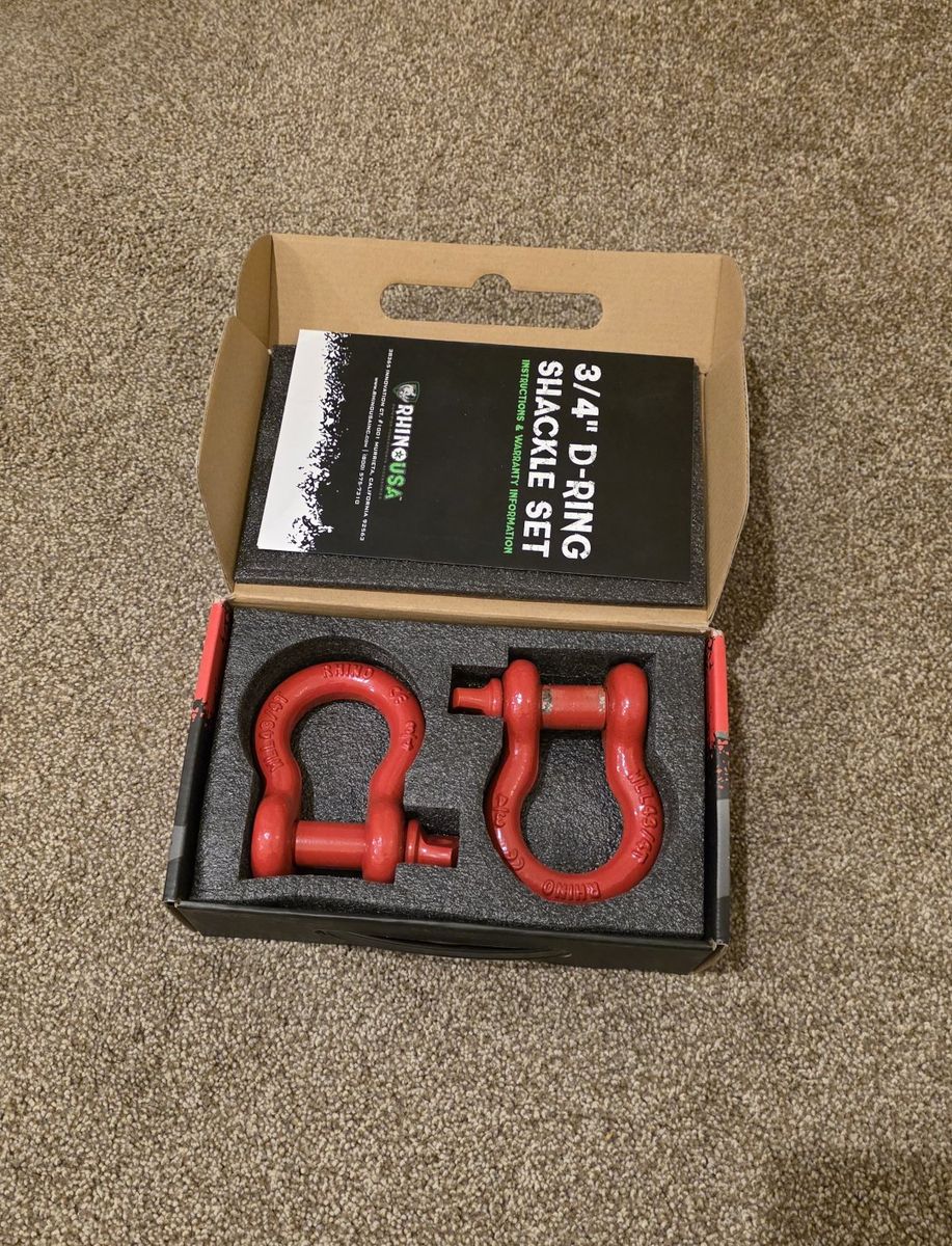Rhino USA Heavy Duty 3/4" D-Ring Shackle Set