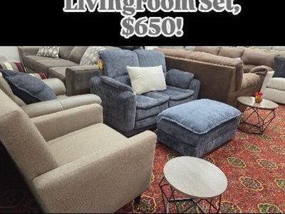 5-Piece Cozy Blue Chenille Living Room Set