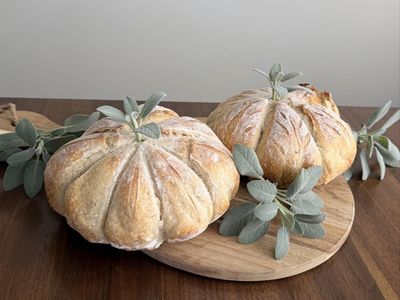 Homemade Pumpkin-Shaped Sourdough Bread